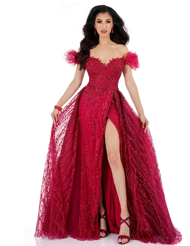 Best Sellers Cecilia Couture 2530 size 4 Red Feather Off Shoulder Overskirt Beaded Slit Prom Dress Pageant Gown Best Sellers Cecilia Couture 2530 size 4 Red Feather Off Shoulder Overskirt Beaded Slit Prom Dress Pageant Gown