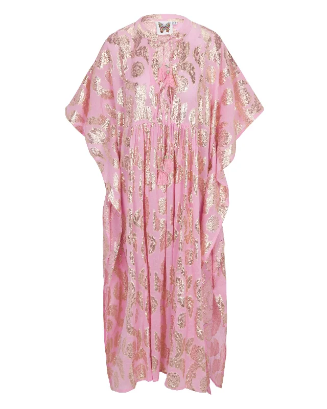 Hurry Before It's Gone Palm Springs Caftan Maxi Dress - Pink/Gold