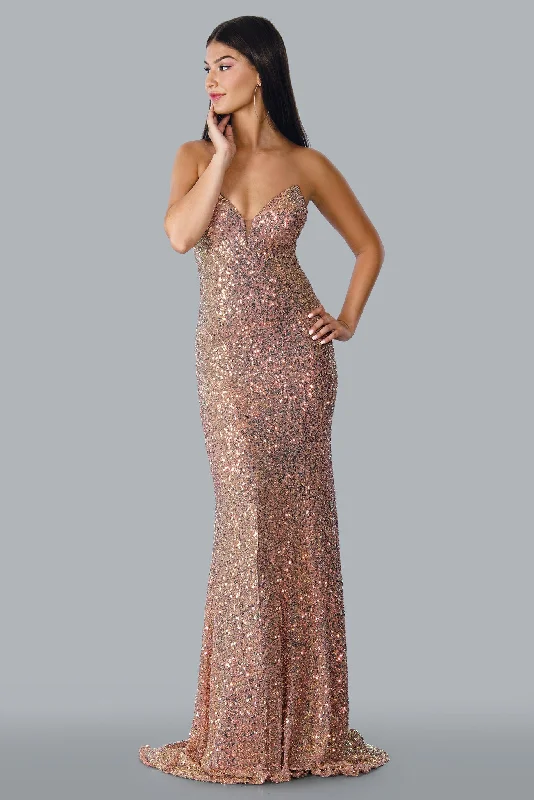 Save Big Stella Couture 23130 Size 2, 12 Rose Gold Long Fitted Sequin Peak Point Formal Pageant Gown Prom Dress Save Big Stella Couture 23130 Size 2, 12 Rose Gold Long Fitted Sequin Peak Point Formal Pageant Gown Prom Dress