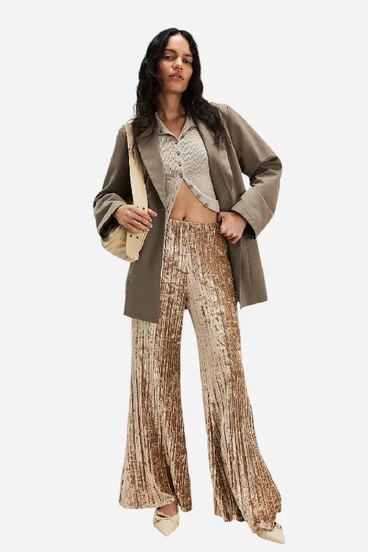 Artful Design Free People Star Sign Velvet Pant in Champagne