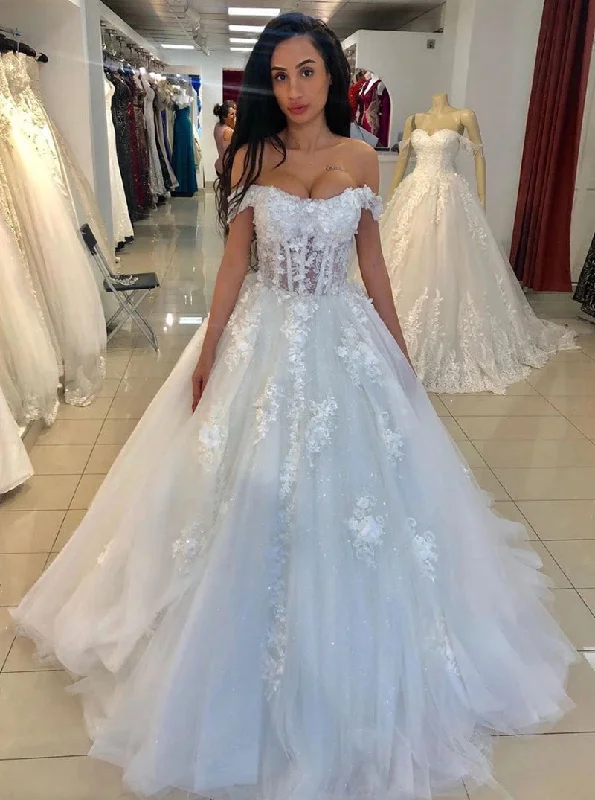 Save Big Elegant Off The Shoulder Tulle Wedding Dresses, Appliqued Bridal Gown OW614 Save Big Elegant Off The Shoulder Tulle Wedding Dresses, Appliqued Bridal Gown OW614