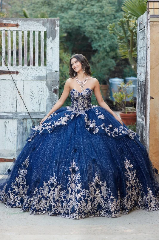 Travel Essentials Embroidered Strapless Layered Ball Gown by Petite Adele PQ1051