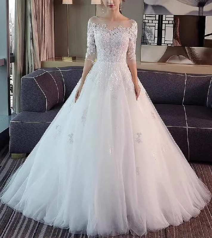 Timeless Elegant Women Tulle Appliques Wedding Dresses Long A-Line Bridal Gowns YWD036 Timeless Elegant Women Tulle Appliques Wedding Dresses Long A-Line Bridal Gowns YWD036
