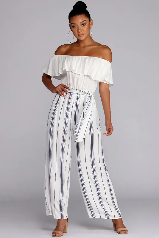 Must-Have Styles Fluttery Feels Striped Jumpsuit