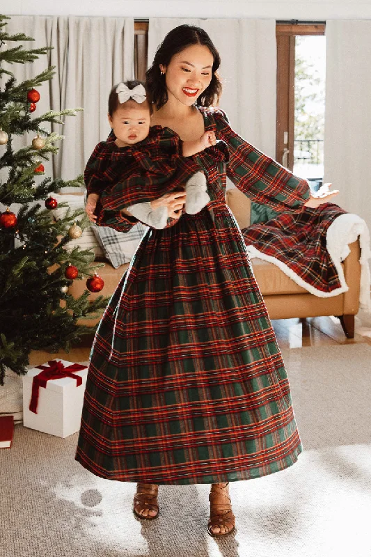 Popular Collection Margo Midi Dress in Green Plaid - FINAL SALE