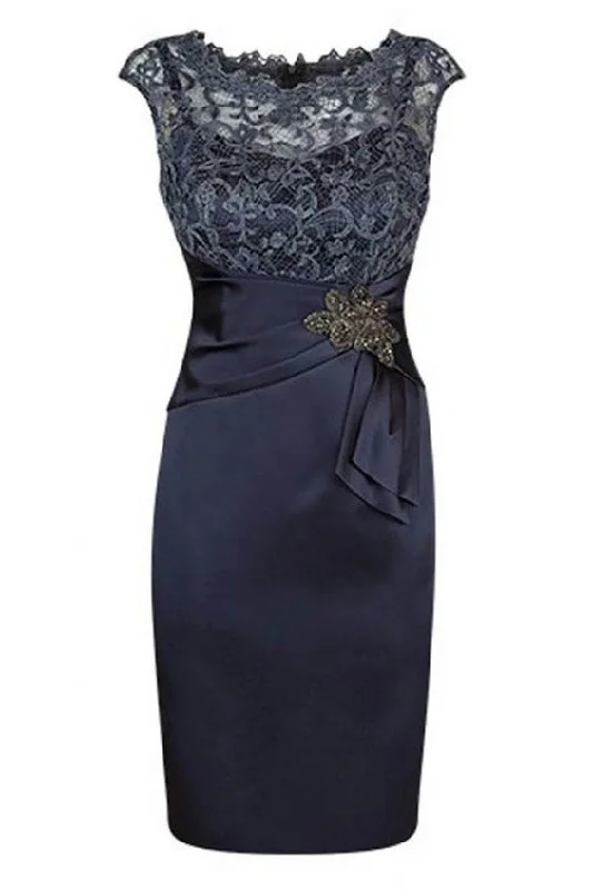 Effortless Style Short Sheath Navy Mother of Bride Dress with Lace Beading Prom Gown cg11120 Effortless Style Short Sheath Navy Mother of Bride Dress with Lace Beading Prom Gown cg11120
