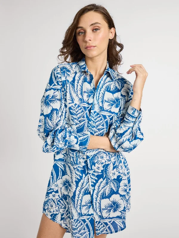 Trendy Women's Wear Holly Mini Dress in Blue Hibiscus