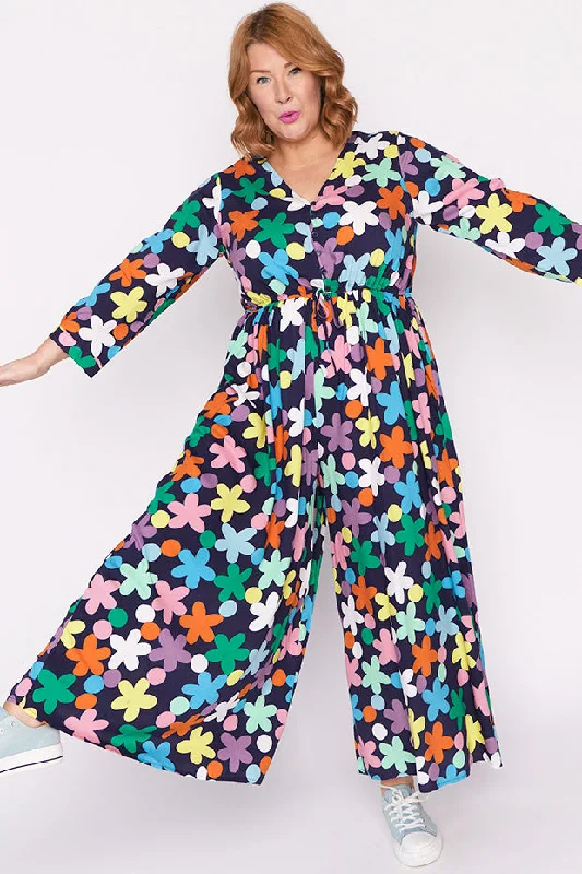 Cottagecore Rustic Charm Style Judith Daisy Spot Long Sleeve Jumpsuit