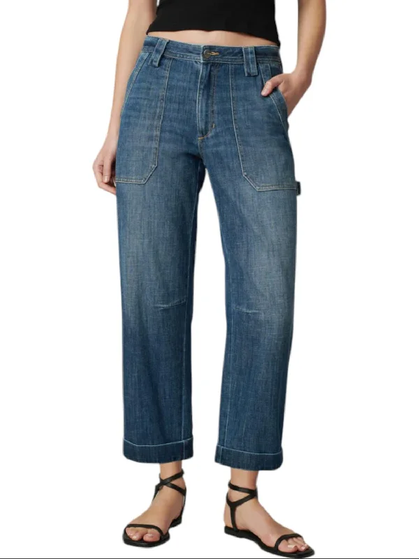 Chic Styles Relaxed Carpenter Pants In Turn Up