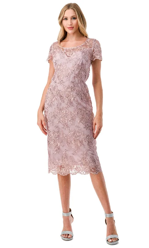 Evening Elegance Aspeed Design D576 - Embroidered Semi-Formal Midi Dress