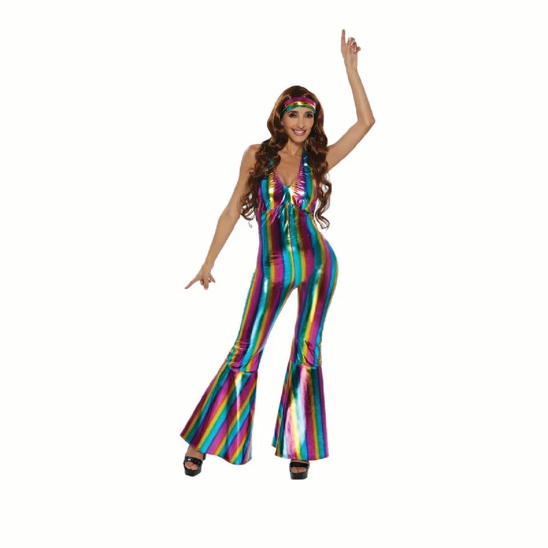 Cool Prices 70s Disco Costume for Adults, Multicolor Jumpsuit