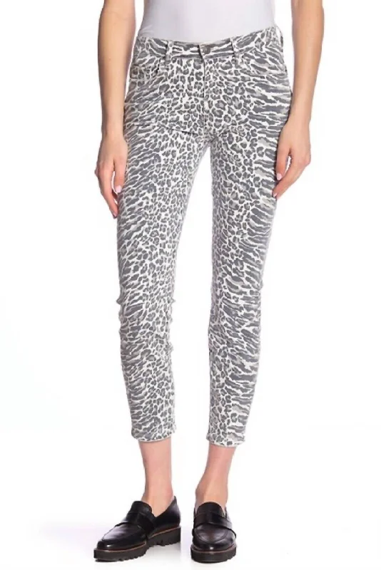 Evening Looks Animal Print Crop Skinny Jeans In Multicolor
