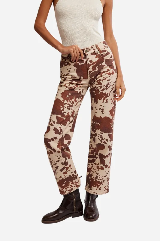 Effortless Grace Free People Risk Taker Printed Pant in Tea Combo