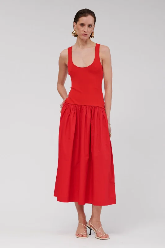 Trendy Fashion Sale Naples Dropwaist Midi Dress - Red
