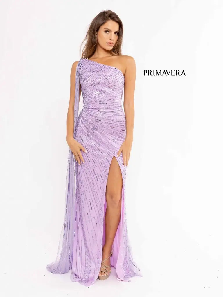 Wardrobe Update Primavera Couture 3956 Size 12 Lilac Long Fitted Beaded One Shoulder Cape Prom Dress Slit Pageant Gown Wardrobe Update Primavera Couture 3956 Size 12 Lilac Long Fitted Beaded One Shoulder Cape Prom Dress Slit Pageant Gown