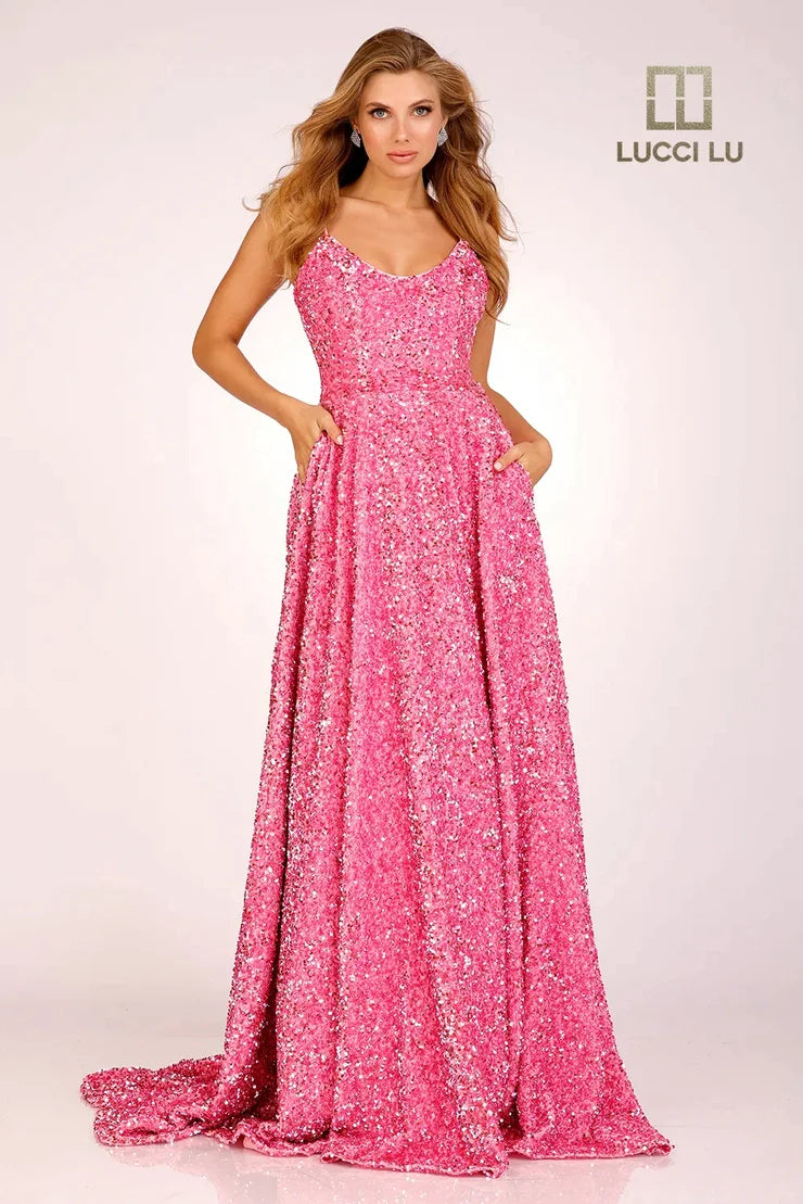 Wardrobe Essentials Lucci Lu 1273 Size 00 Hot Pink Long A Line Velvet Sequin Ball Gown Backless Prom Dress Corset V neck Corset Wardrobe Essentials Lucci Lu 1273 Size 00 Hot Pink Long A Line Velvet Sequin Ball Gown Backless Prom Dress Corset V neck Corset