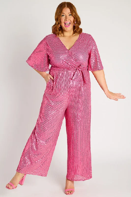 Limited Stock Skyla Pink Sequins Party Jumpsuit