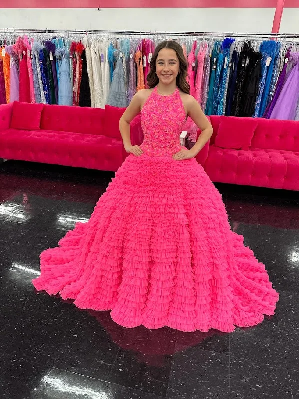 New Season Fashion Preview Sale Ashley Lauren Kids 8198 Size 16 Hot Pink Ballgown Tulle Ruffles Beaded Bustier Halter Neckline Ballgown New Season Fashion Preview Sale Ashley Lauren Kids 8198 Size 16 Hot Pink Ballgown Tulle Ruffles Beaded Bustier Halter Neckline Ballgown