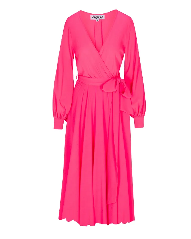 Elevate Your Wardrobe Venus Midi Dress - Neon Pink