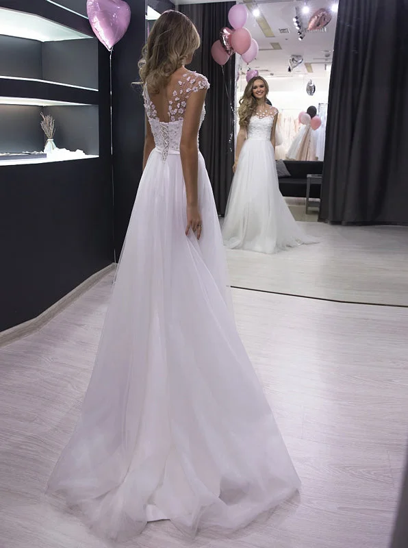 Tropical Island - Inspired Attire Beach Wedding Dresses A line White 3D Floral Boho Bridal Gown OW650 Tropical Island - Inspired Attire Beach Wedding Dresses A line White 3D Floral Boho Bridal Gown OW650