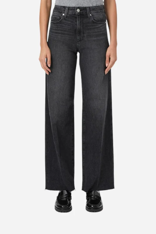 Dreamy Aesthetic Paige Anessa 31" Wide Leg Jean in Viper Black Distressed
