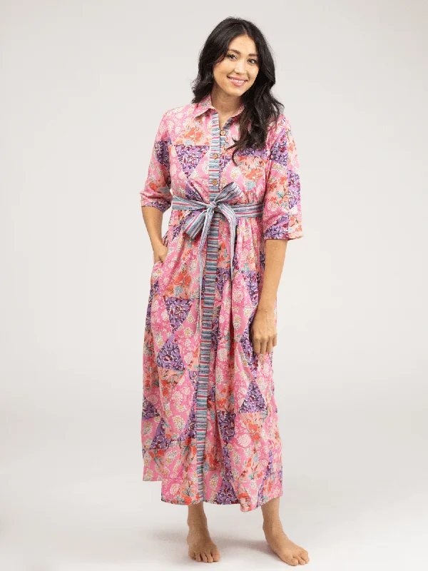 Limited - Time Bundle Quilted Maxi Dress in Pink Triangles