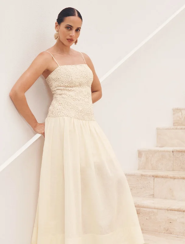 Luxury Fashion Cara Crochet Midi Dress