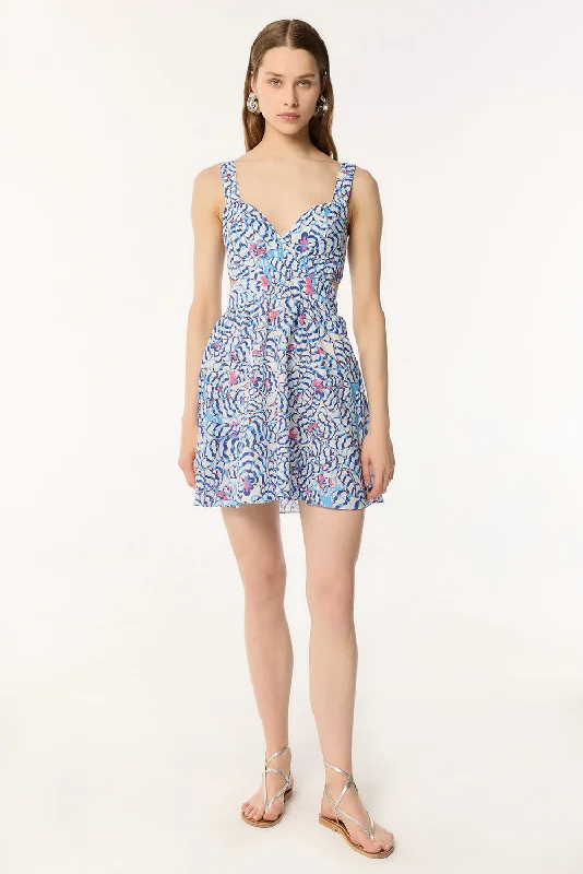 Clearance Event Mini Dress Coco - Blue Wings Flower