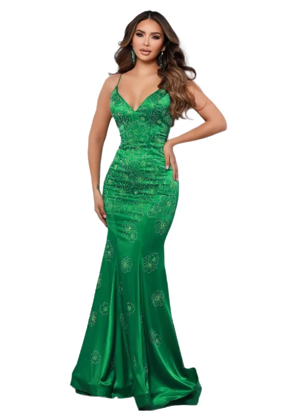 Everyday Glamour Johnathan Kayne 2510 Size 10 Kelly Green Long Fitted Jersey Rhinestone Formal Evening Gown V Neck Mermaid Everyday Glamour Johnathan Kayne 2510 Size 10 Kelly Green Long Fitted Jersey Rhinestone Formal Evening Gown V Neck Mermaid