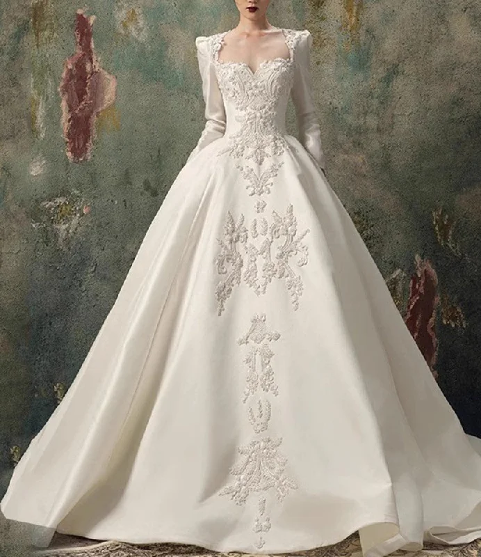 Essentials On Sale Women Satin Appliques Wedding Dresses Long Sweetheart Bridal Gowns YWD020 Essentials On Sale Women Satin Appliques Wedding Dresses Long Sweetheart Bridal Gowns YWD020