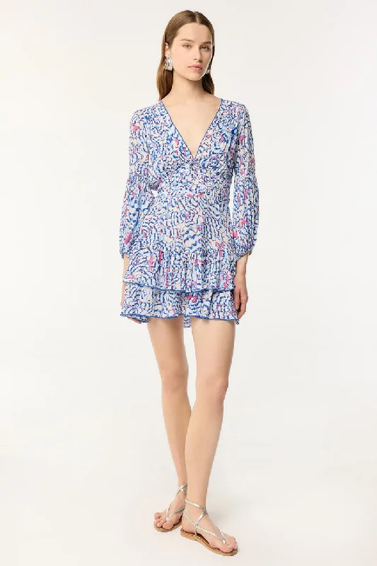Elegant Style Mini Dress Chiara - Blue Wings Flower