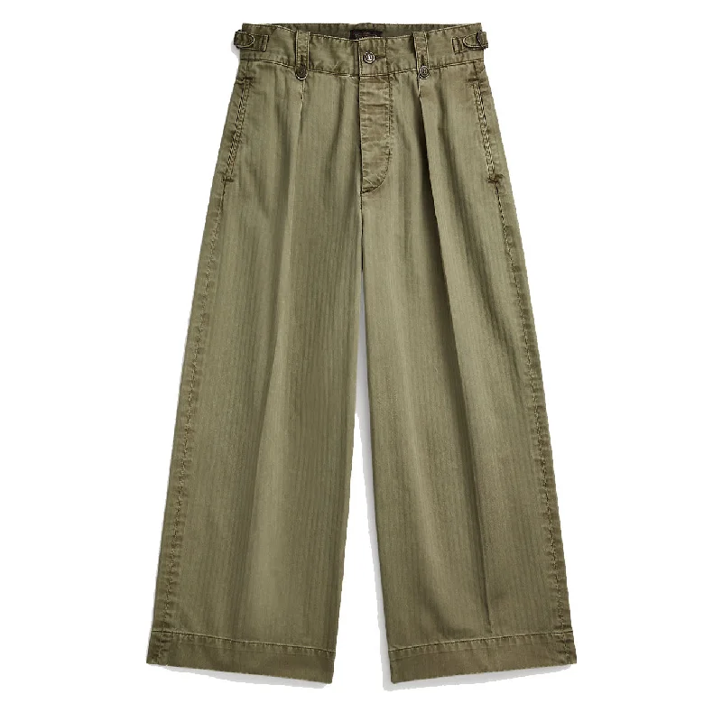 Fashion Forward Femininity RRL by Ralph Lauren Womens Kyle Trouser Ankle Pleated New Olive