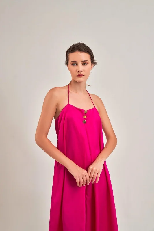Exclusive Sale FUCHSIA PINK A-LINE HALTER NECK Jumpsuit