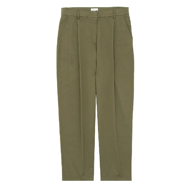 Elegant Styles Sunspel Womens Pleated Chino Pale Khaki