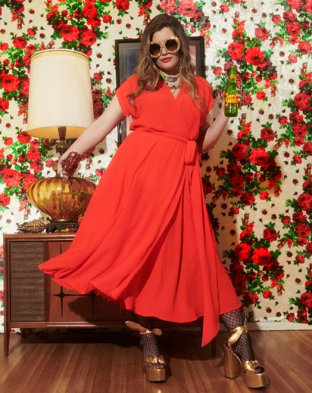 Fashionista Favorites Jasmine Midi Dress - Flame