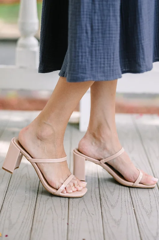 Classic Women's Fashion Looking Ahead Nude Strappy Heels