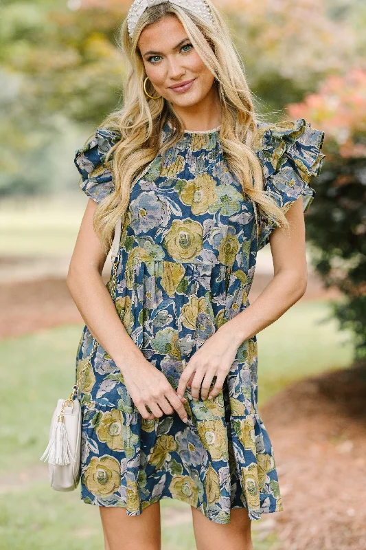 Great Prices On Feminine Styles Pinch: Where You Go Navy Blue Floral Dress