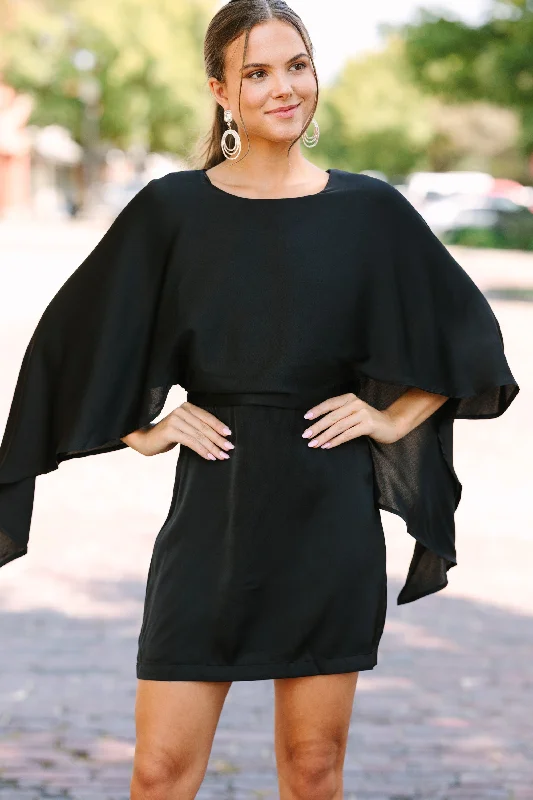 Best Sellers Seven Wonders Black Satin Cape Dress
