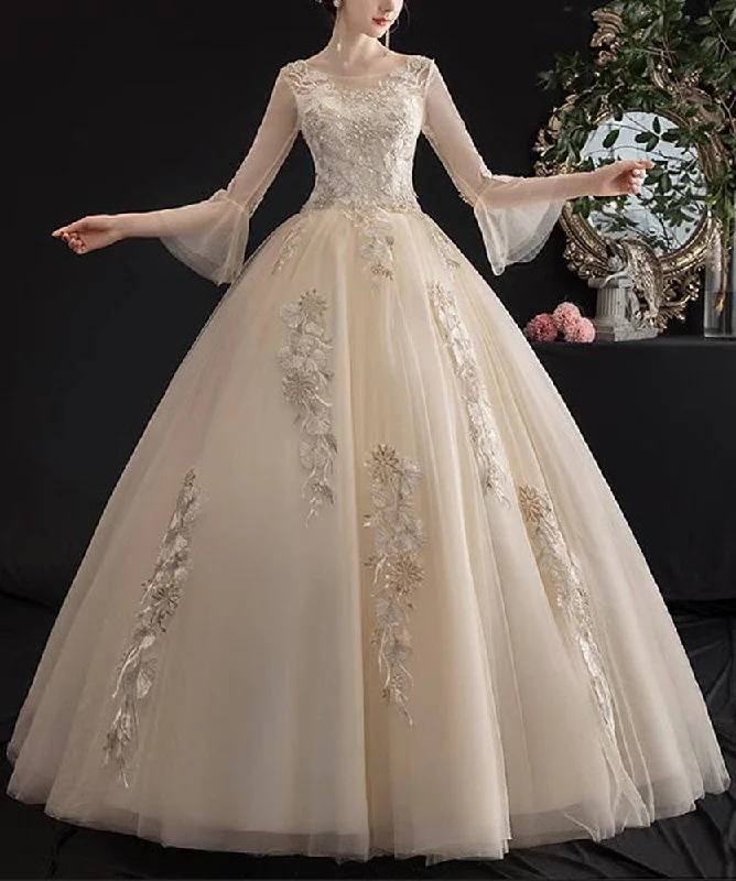 Modern Glamour Women Tulle Appliques Wedding Dresses Long A-Line Bridal Gowns YWD035 Modern Glamour Women Tulle Appliques Wedding Dresses Long A-Line Bridal Gowns YWD035