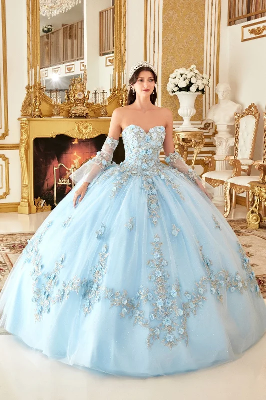 New Styles Just In 3D Floral Applique Strapless Ball Gown by Ladivine 15714