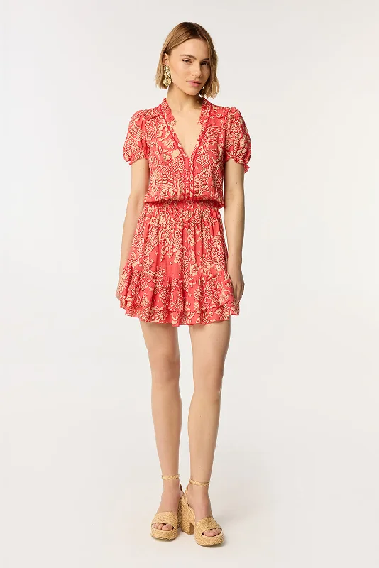 Wardrobe Update Mini Dress Bibi - Pink Oriental Foulard