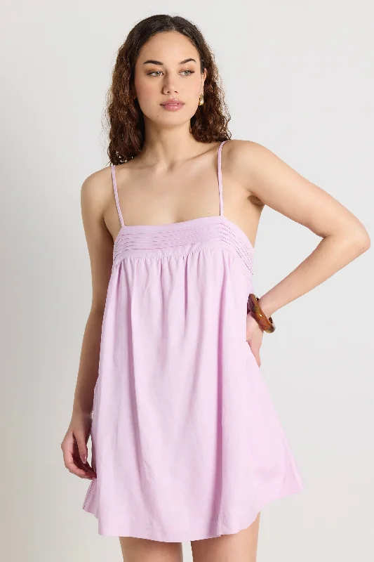Bold Fashion Cabana Pink Lilac Strappy Tie Back Mini Dress