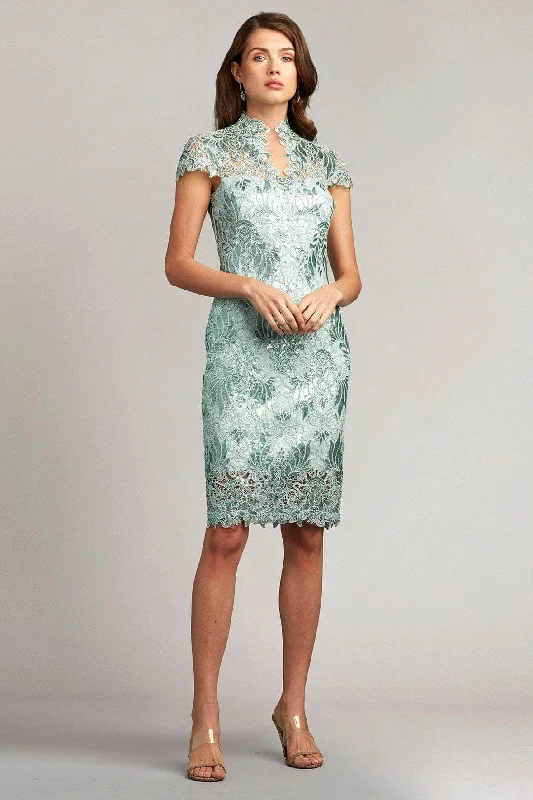 Save Big Tadashi Shoji CBD23064M - Chinese Collared Midi Dress