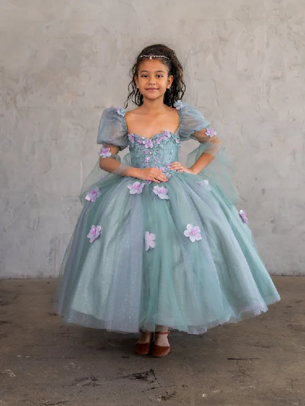 Popular Collection Girls Strapless Puff Sleeve Gown by Calla SCK309