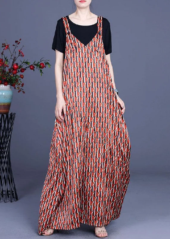 Graceful Movement Summer Jumpsuit floral + Milk T-Shirt Two Piece Set