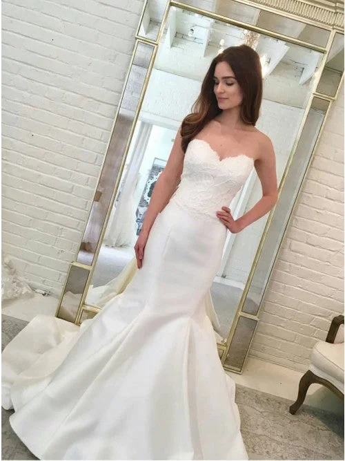 Unbeatable Prices Simple Sweetheart Mermaid Wedding Dresses with Appliques OW624
