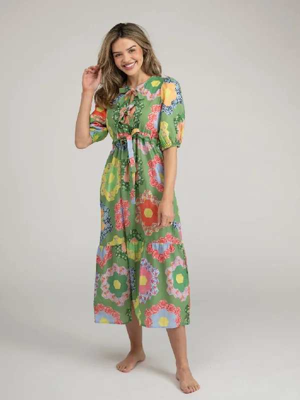 Great Deals On Ethnic Cultural Wear Kit Made Maxi Dress | Green Grandmother's Garden
