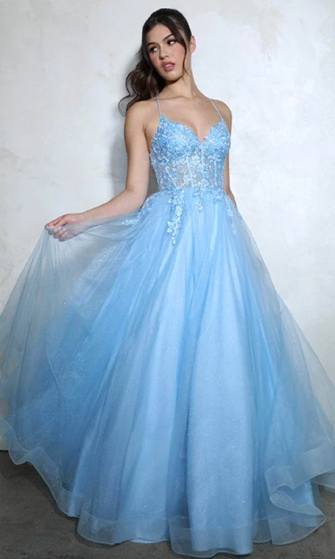 Fashion Forward Eureka Fashion 9960 - V-Neck Embroidered Ballgown