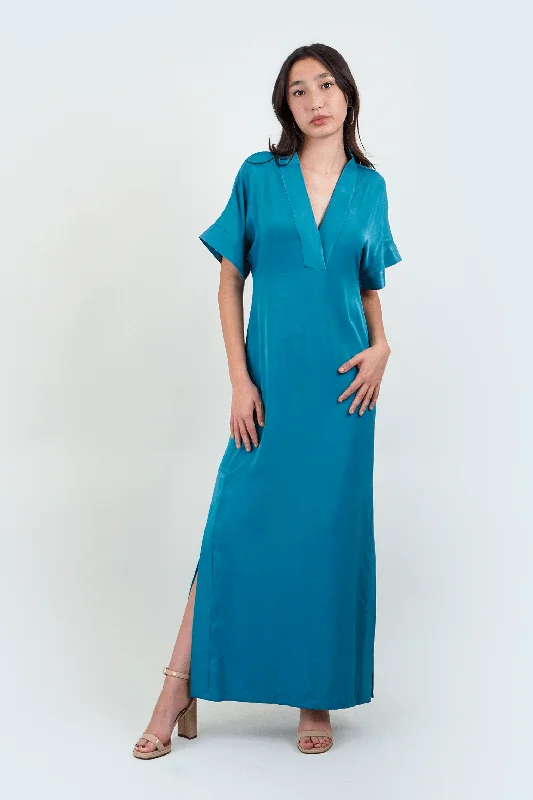 Hollywood Glam Award - Show Style Teal Kimono Kiko Maxi Dress