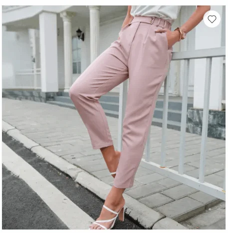 Latest Trends High Waist Slim Cropped Trousers New Style Pants
